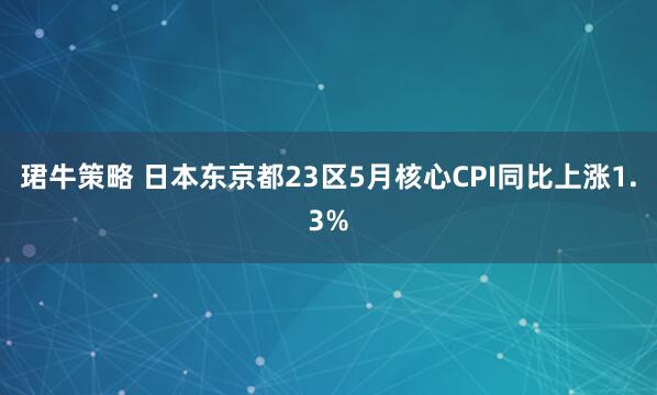 珺牛策略 日本东京都23区5月核心CPI同比上涨1.3%